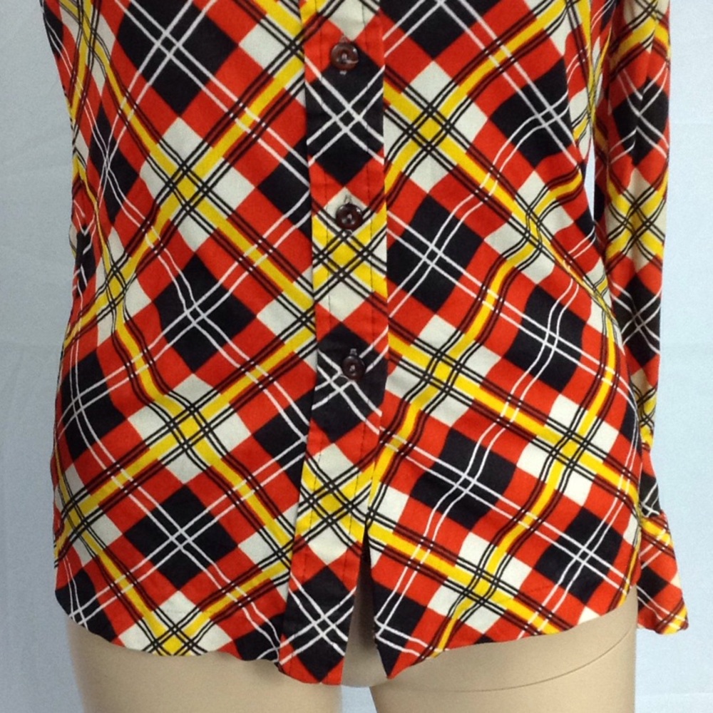 $FIRM 970 Orange brown Plaid Button Down Shirt M - Picture 4 of 8